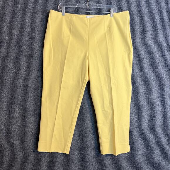 Chicos 3 Womens Pants Size XL Yellow Pleated Wide Leg High Rise Office Preppy - Picture 1 of 10